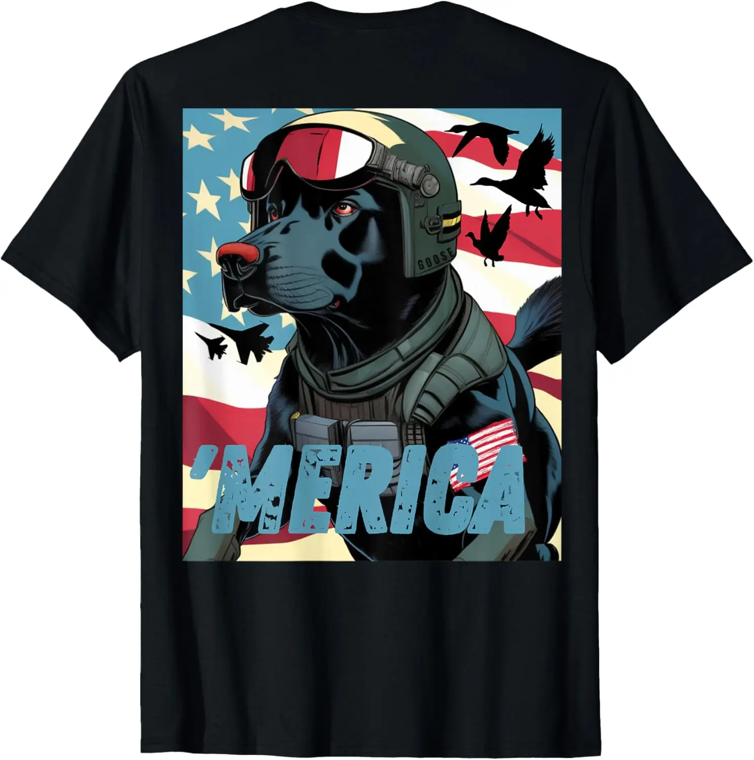 Camiseta con bandera americana de perro cazador de aves acuáticas de caza de pato Labrador