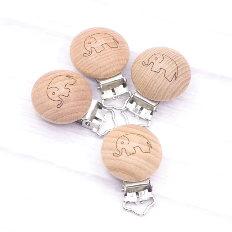 5pcs Baby Pacifier Clip Wooden Teether Panda BPA Free Beech Soother Clasp Wooden Blank Nipple Holder Childen\'S Goods