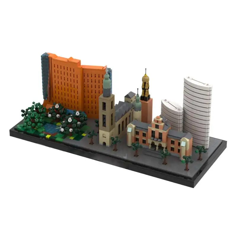 Famous Groningen Architecture Model Popular Building Blocks City Tower Street View Bricks Toys Children's Puzzle Gift Collection