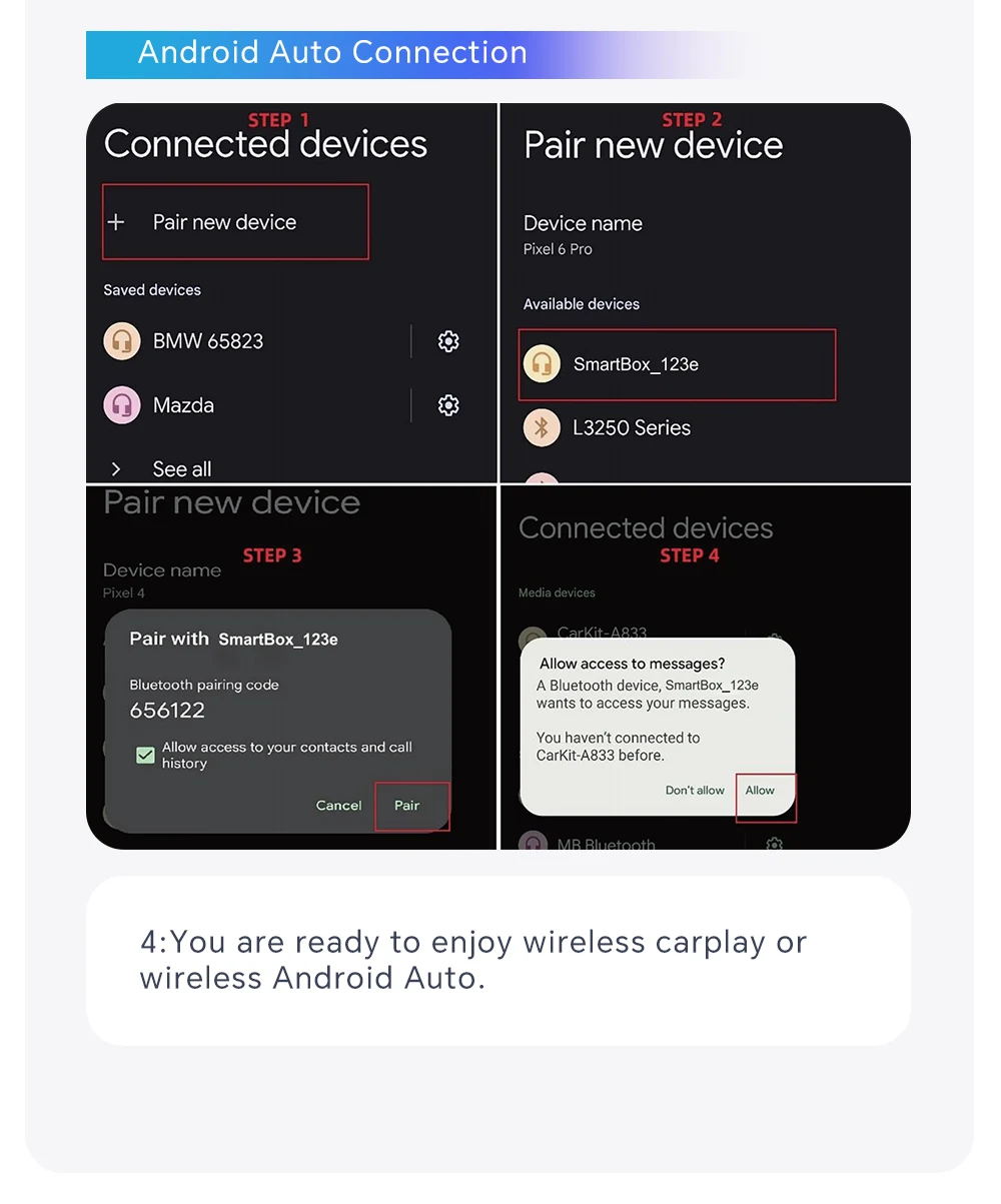 XUDA Kabelgebundener zu Kabelloser Carplay-Adapter, Kabelloses Android Auto für Peugeot 208 308 408 508 2008 3008 4008 5008 – Detail 18