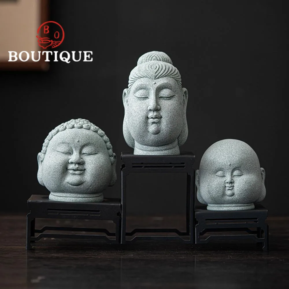 

Zen Blue Sandstone Buddha Head Tea Pet Ancient Tea Play Te Games Tea Figurine Tea Ceremony Tea Statue Teaware Accessories Gift