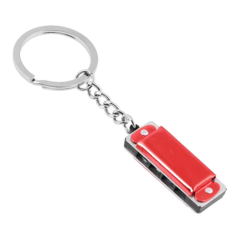 2024 New Harmonica Keychain Harmonic Keyring Keys Holder Bag Pendant Musical Instruments