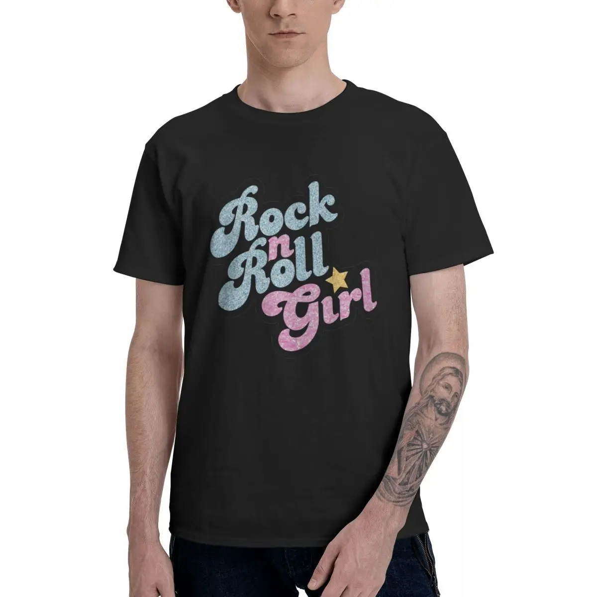 Fashion Rock N' Roll Girl T Shirt Pure Cotton Round Neck Men T Shirts Short Long Sleeve Oversized Gift Tee Tops