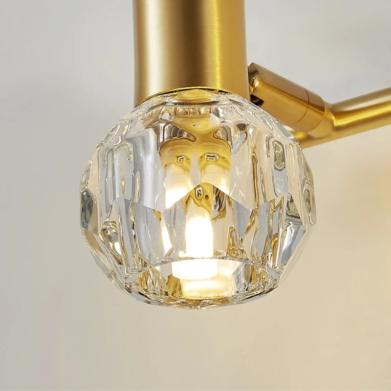 FSS Modern Copper Golden Crystal Mirror Light Simple For Bathroom Vanity Bedroom Dresser Cabinet Wall Lamp