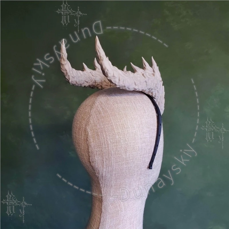 Demon Horns Headwear Accessories For DND Dragon Horns Cosplay Headband Spiky Fantasy Halloween Party Anime Roleplay Costume Cos view 5