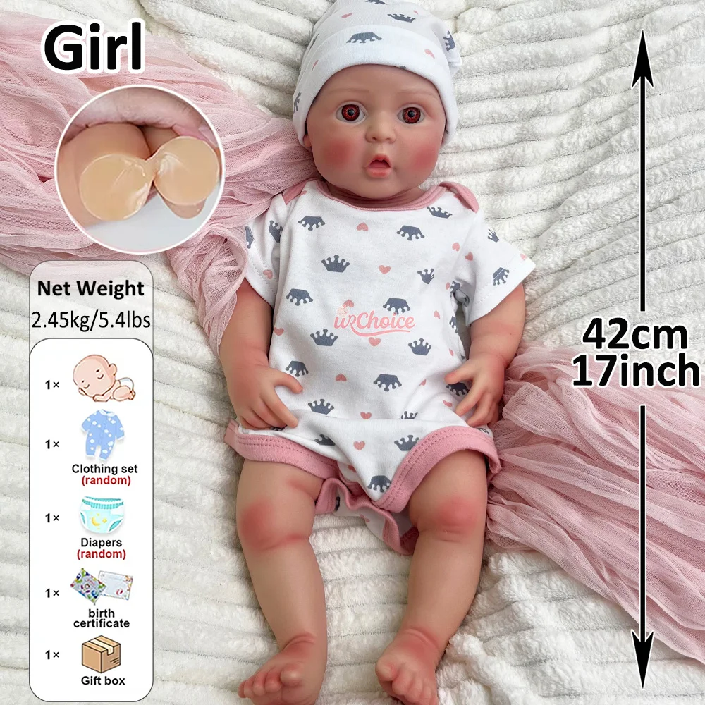 17 "نابض بالحياة سيليكون تولد من جديد دمية طفل واقعية لينة الوليد ولادة جديدة دمية نابض بالحياة قابل للغسل دمية هدايا لعيد الفصح لتقوم بها بنفسك