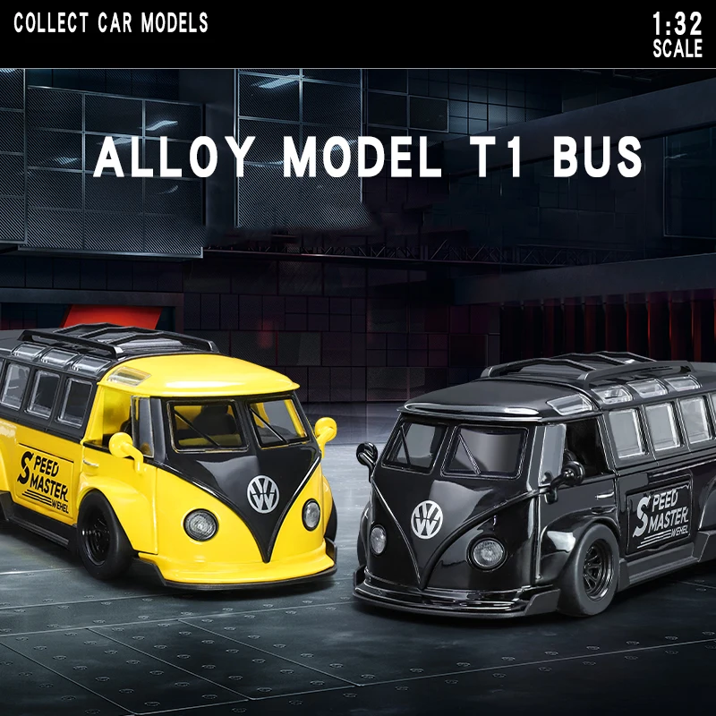 Hot Sale 1:32 V0ikswagen T1 Bus Alloy  Diecast Model Car  Sound Light Hot Wheels Fast And Furious Kid Toy Birthday Gift Collecti