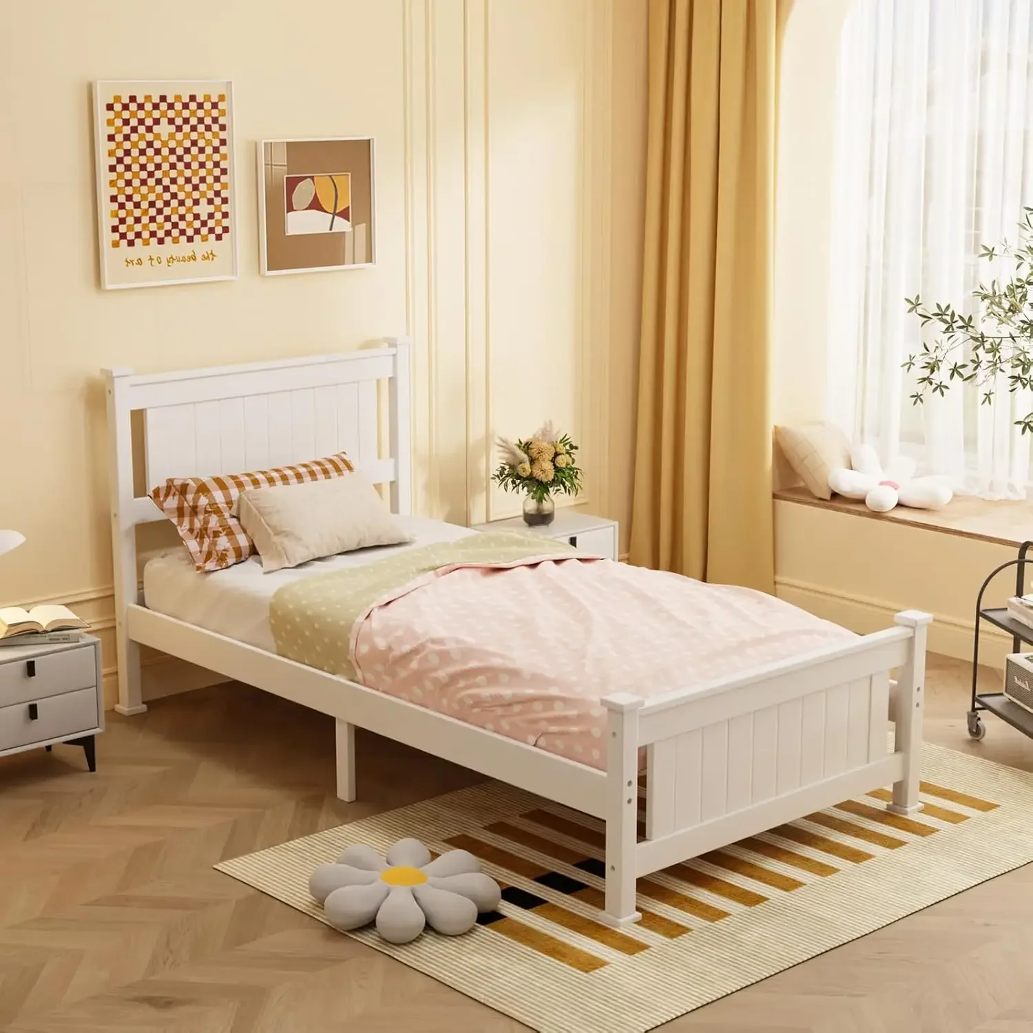 #Solid Wood Daybed Headboard with Modern Minimalist Design Sturdy Construction Storage for Bedroom Use by Kids & Adults