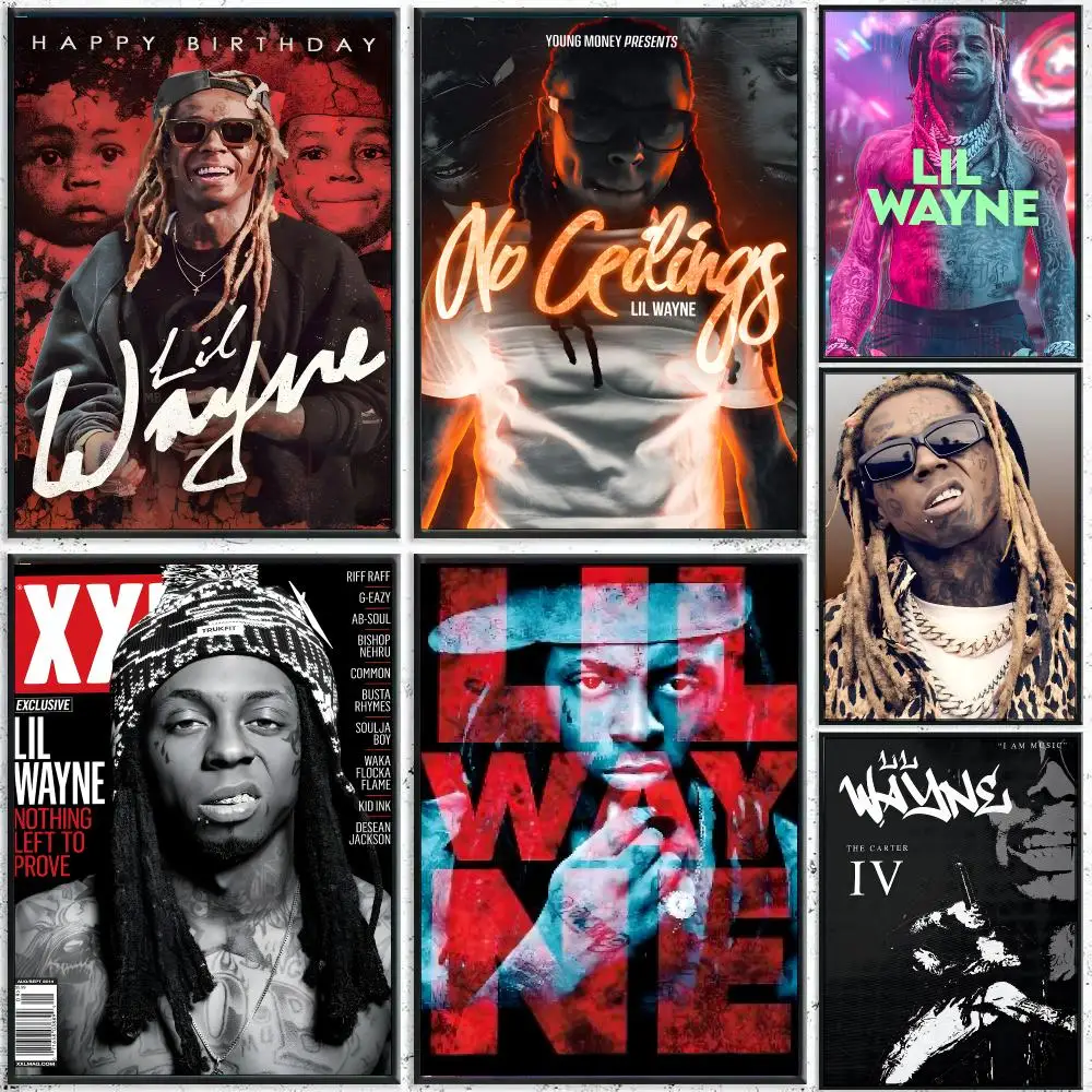 Rapper L-Lil Wayne Poster HD Waterproof Wall Decal for Study, Living Room & Garage, Great Gift for Fans