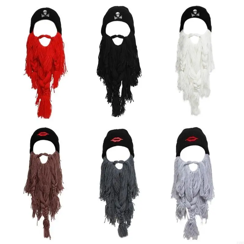 Elastic Beard Hat Winter Knit Balaclava Hat for Adult Kids Keep Full Face Cover Masquerade Theater Performances Supplies F3MD