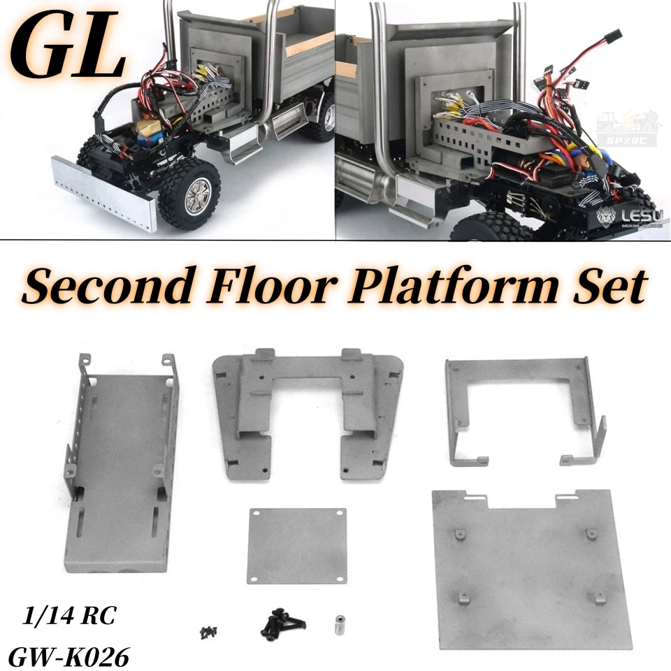 Plataforma Metálica de Segundo Piso para Camión Americano, Modelo GW-K026, Actualización para Camiones RC Tamiya 1/14 LESU GL, Piezas de Repuesto para Camiones de Control Remoto