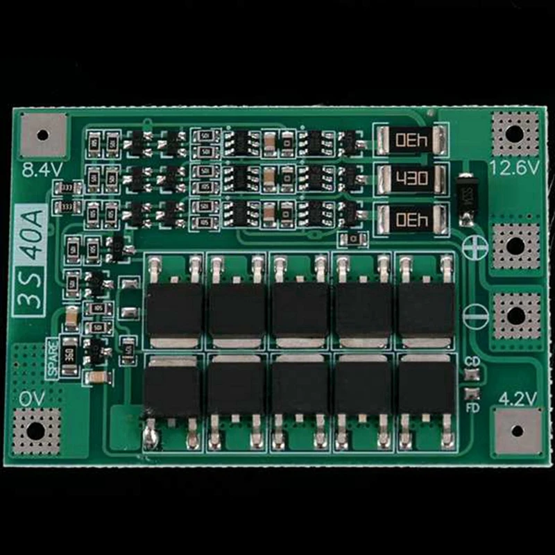 BMS Battery Protection Board, BMS com Balance Li-ion Battery Cell Module, 3S, 40A, 12V Li-Ion 18650, 4pcs