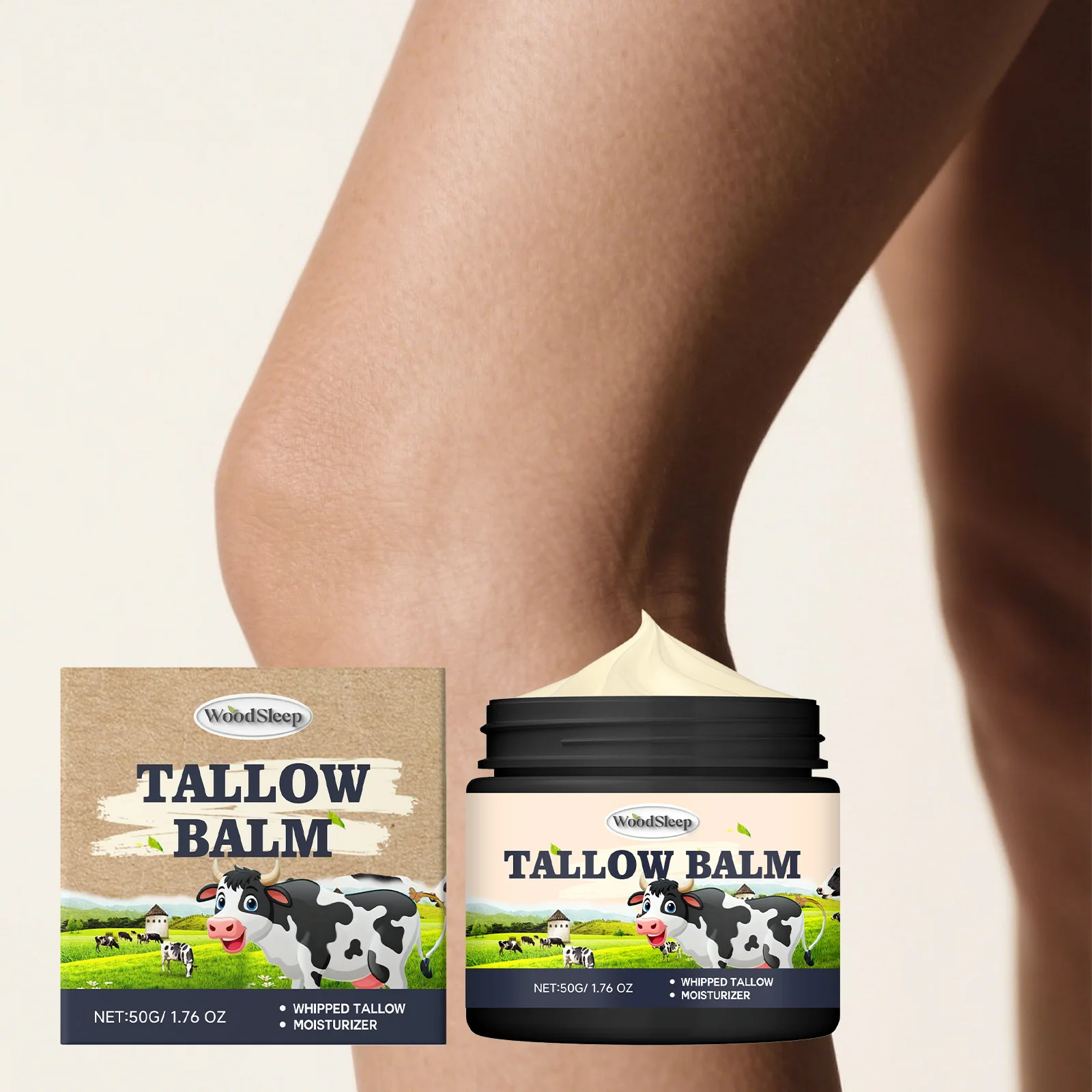 

Beef Tallow Moisturizing Cream Body Skin Smooth Fine Elastic Hydrate Nourish Rejuvenate Care Cream Double Care Gentle Formula