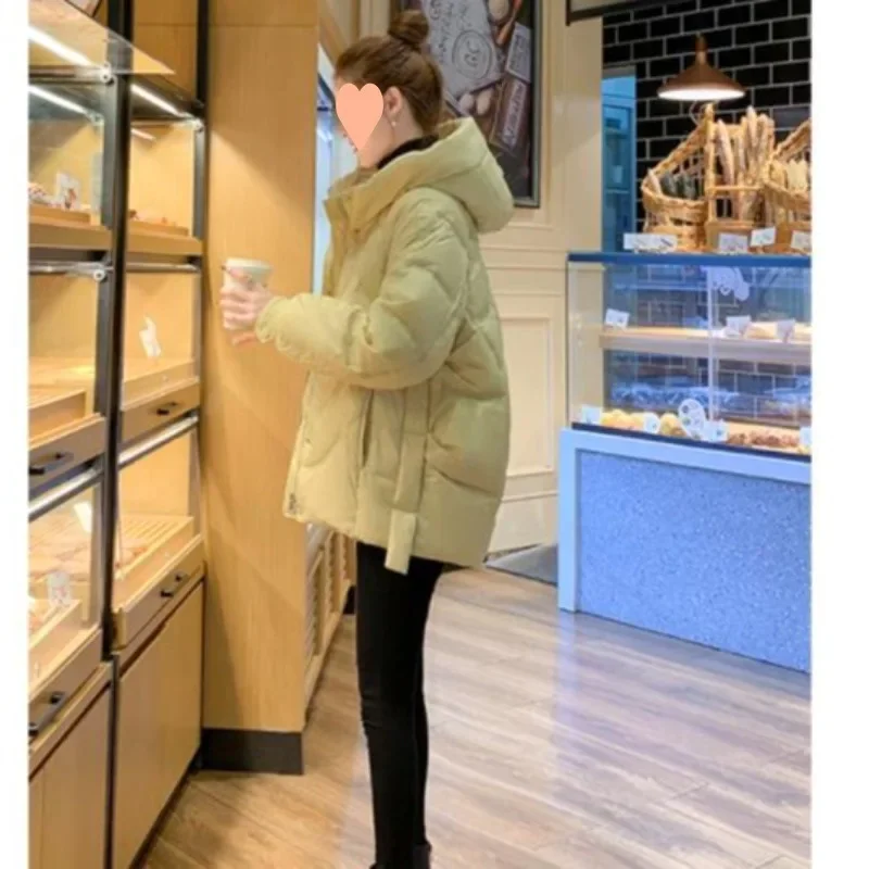 

Warm Cozy Long Sleeve Zipper Closure Hooded Urban Style Commute Fashion Women's Loose Fit Thickened down Cotton Jacket