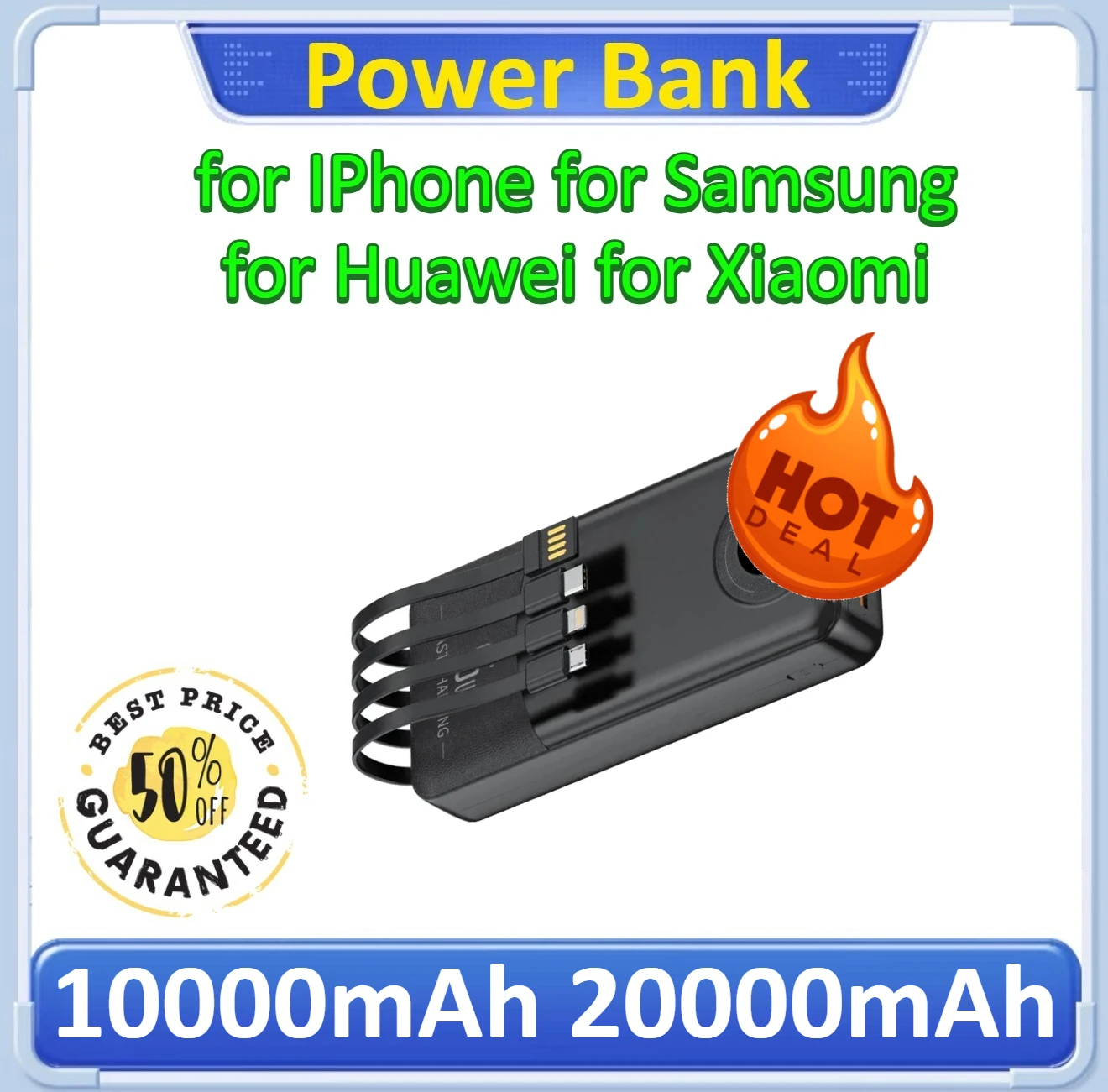 

Digital Bidirectional Fast Charging Portable Charger Power Bank for IPhone for Xiaomi for Samsung for HUAWEI 10000mAh 20000mAh