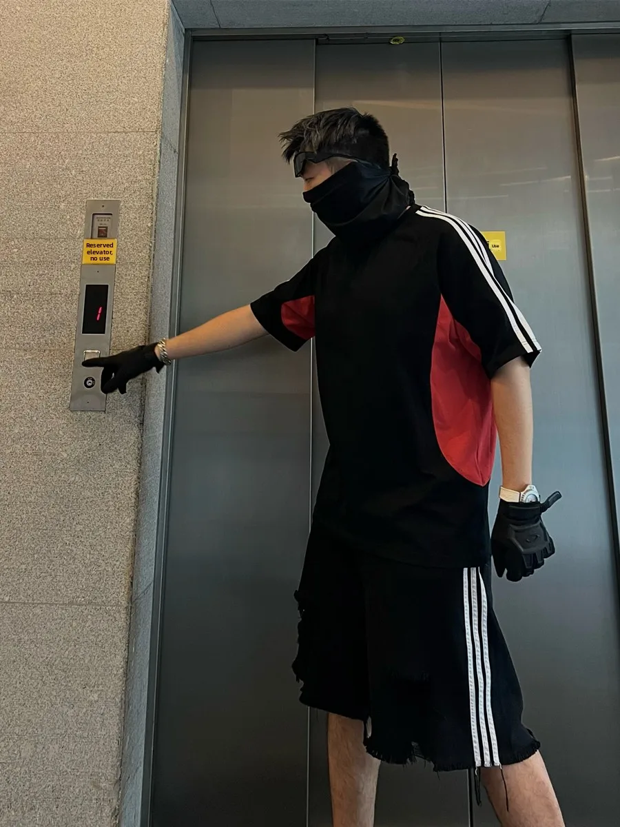 

Inakaya Fog Men's ort Sve T-irt Color Blo Tee Stripe f Sve Summer Casual round Ne Top for Youth