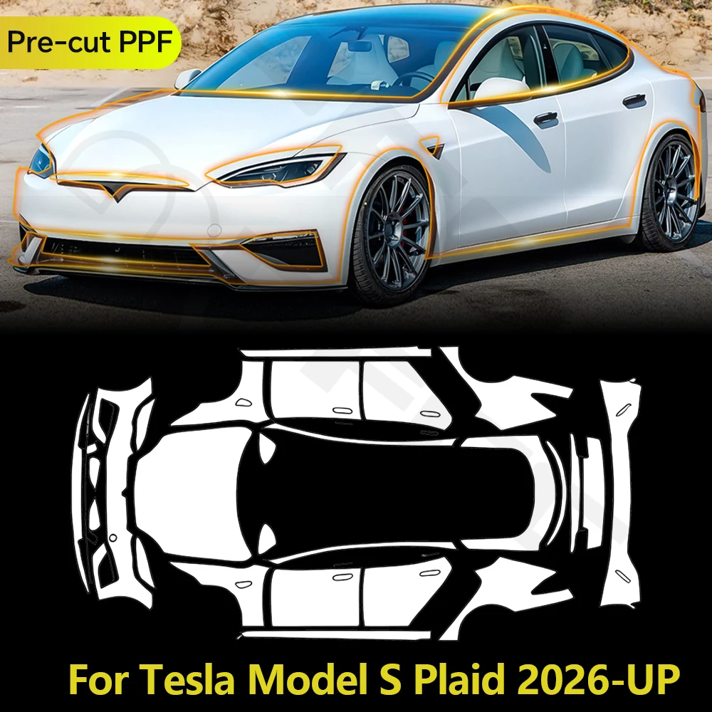 

Защитная пленка из ТПУ для Tesla Model S Plaid 2026-UP, предварительно вырезанная, прозрачная, антицарапийная, невидимая, самовосстанавливающаяся