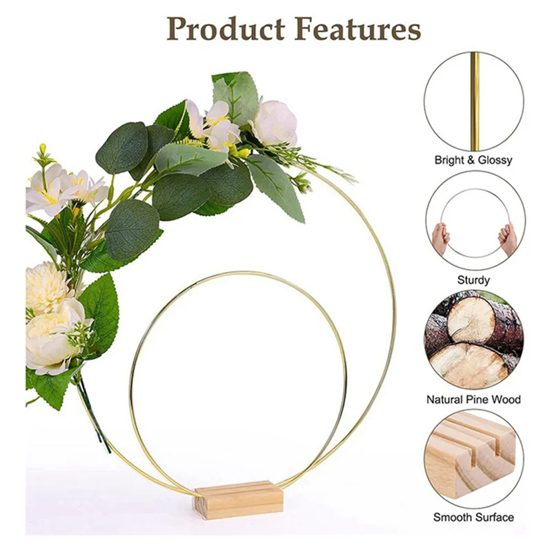 A45I 10 Pack Metal Wreath Iron Circle Circle Garland Simulation Flower Big Circle Wood Tabletop Decoration Circle