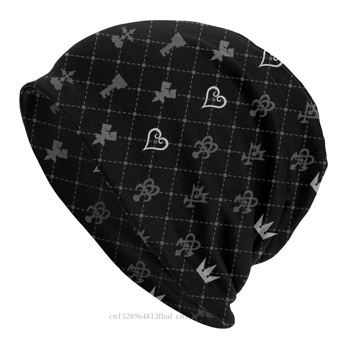 Skullies Beanies Hat KH Pattern Outdoor Beanie Caps For Men Women Kingdom Hearts Game Ski Caps Soft Bonnet Hats