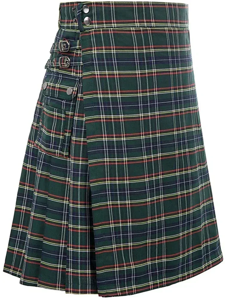 สก็อตต์ไฮแลนด์แบบดั้งเดิมของผู้ชาย100% jins kins hibrida Kilt hibrida, kotak Modern lipit Tartan tradisional Pria Kilt