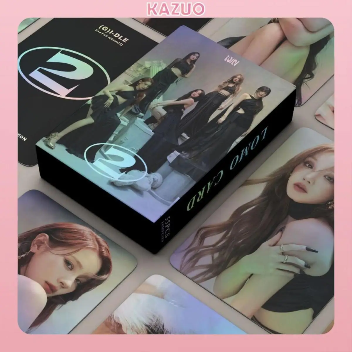 KAZUO-Super Lady Cartão Laser Holográfico, K-pop Photocards, Série de Cartões Postais, G I-DLE, 55 pcs