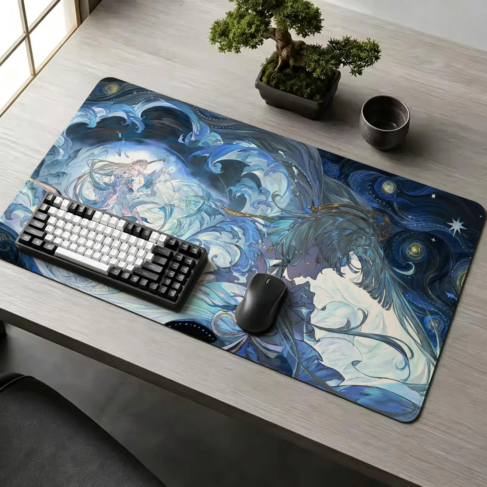 Honkai Star Rail Pearl XXL Anime Gaming Mouse Pad,Stitched Wear‑Resistant Edge,Smooth Non‑Slip Mat for Desktop & Laptop Games