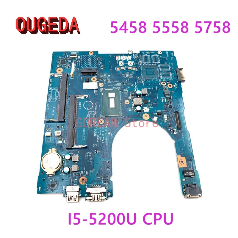 

OUGEDA CN-0FRV68 0FRV68 FRV68 LA-B843P for dell Dell Inspiron 5458 5558 5758 laptop motherboard I5-5200U CPU main board tested