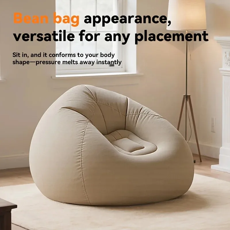 Inflatable Outdoor Lounge Chair Durable Polypropylene Air Pump Foldable Quick-Inflate Comfortable Seat for Patios Beaches Travel