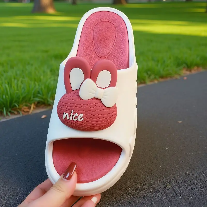 New 2026 Green Rabbit Cat Slippers Woman 6.5cm High Heels Platform EVA Slides Designer Sandals Beach Clogs Women Elevator Shoe image 6