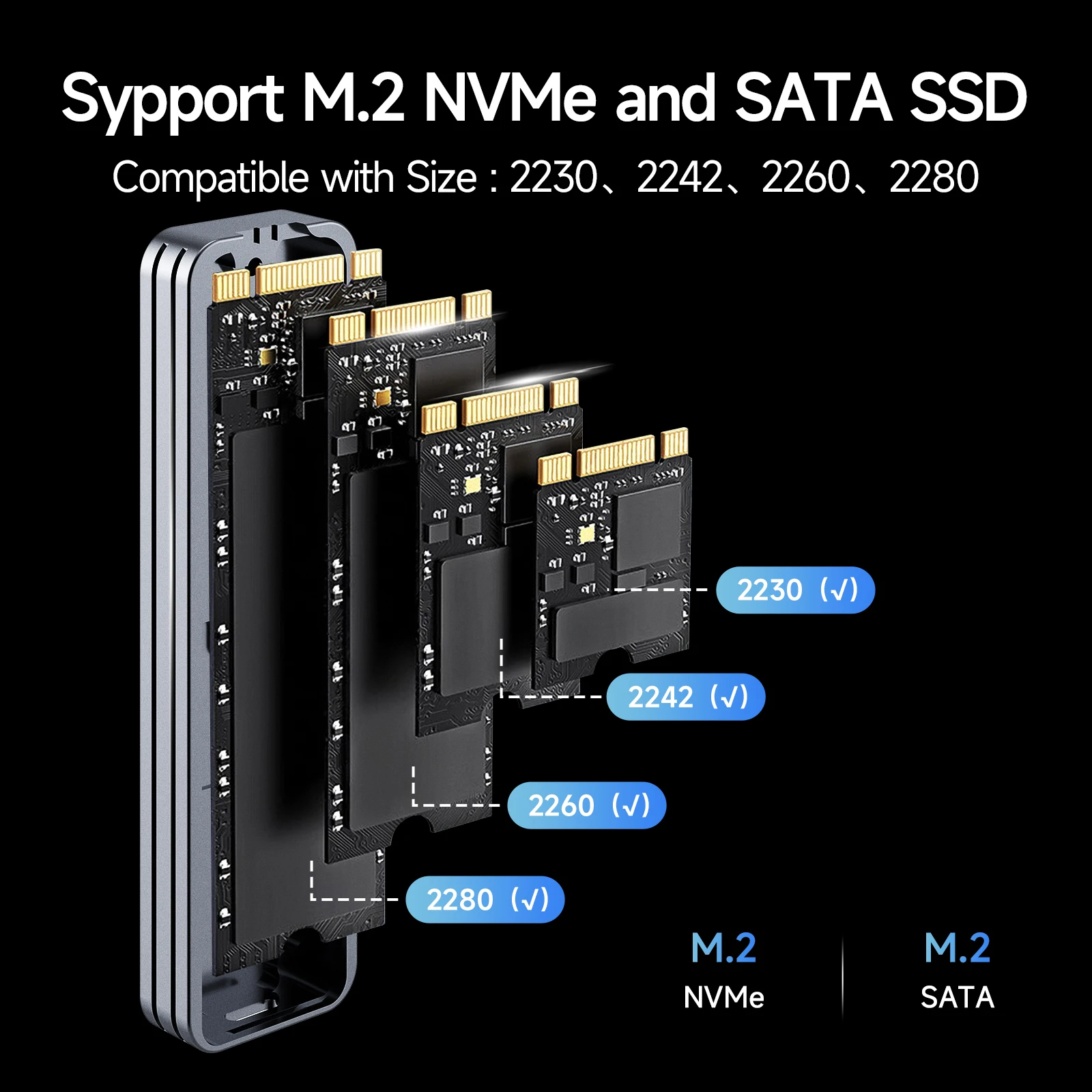[سفينة الاتحاد الأوروبي/الولايات المتحدة] حاوية Fanxiang MD87 M.2 SSD بسرعة 10 جيجابت في الثانية NVMe/NGFF-SATA بروتوكول مزدوج USB 3.2Gen2 Type C يدعم مفاتيح M/B+M/2230/2280