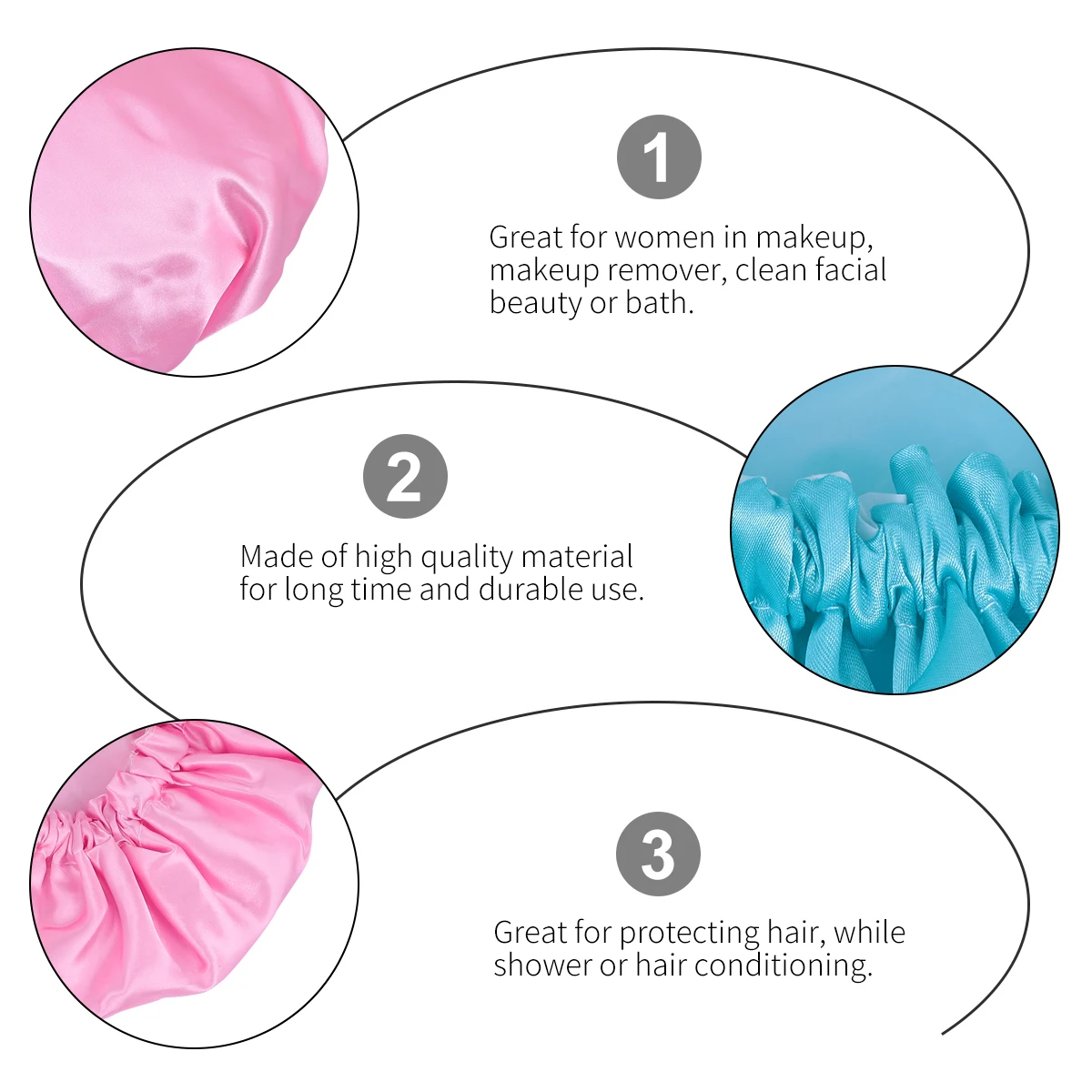 

4pcs Reusable Waterproof Bath Caps Double Layer Hair Protection Shower Cap For Women Durable Comfortable Design Suitable Home