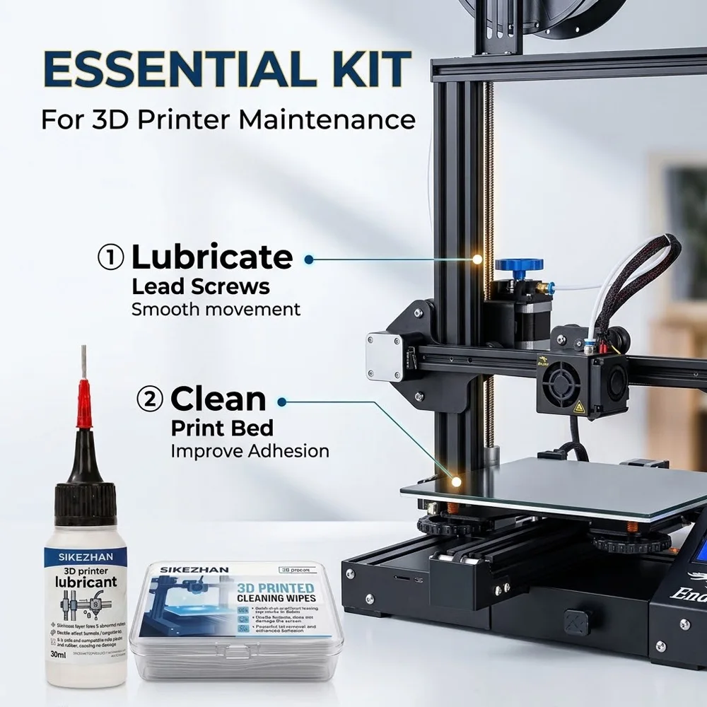 3D Printer Maintenance Kit Lubricant Oil Cleaning Wipes For Linear Rails Rods Lead Screws Smooth Motion Heatbed Plate Noise Care