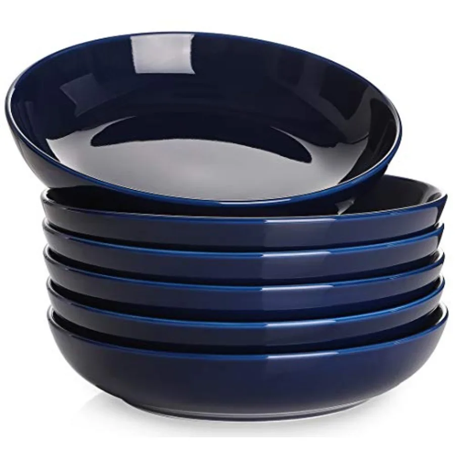 

Pasta Bowls 30oz Soup Bowls Salad Bowls Large Serving Bowl Porcelain Pasta Plates Wide and Shallow Bowls Set of 6 Microwave Dis