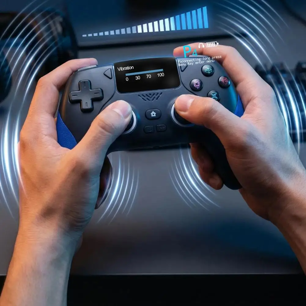 وحدة تحكم ألعاب لاسلكية مرئية متوافقة مع PS4/Switch/Android/iOS/PC التحكم الذكي في الشاشة + 0ne انقر فوق تغيير الوضع