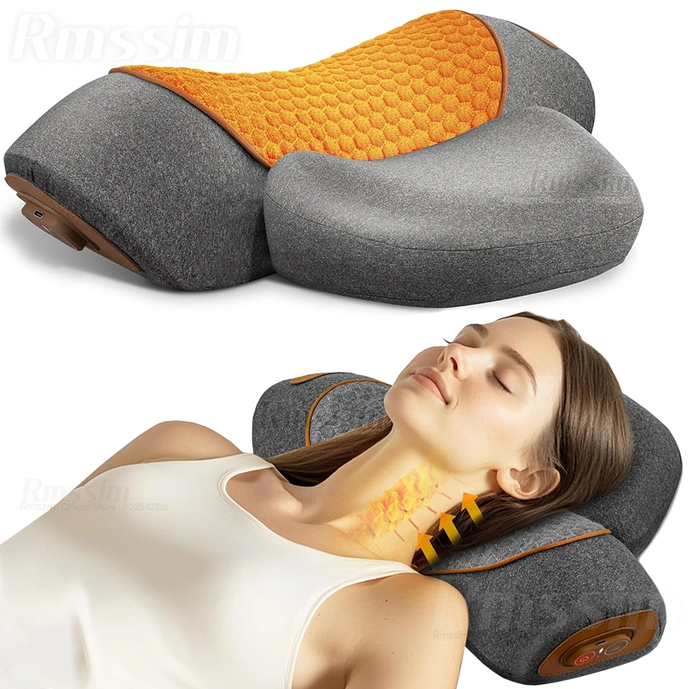 

2025 New Electric Neck Massager Pillow Cervical Heating Vibration Massage with Hot Compress Traction for Neck Shoulder Back