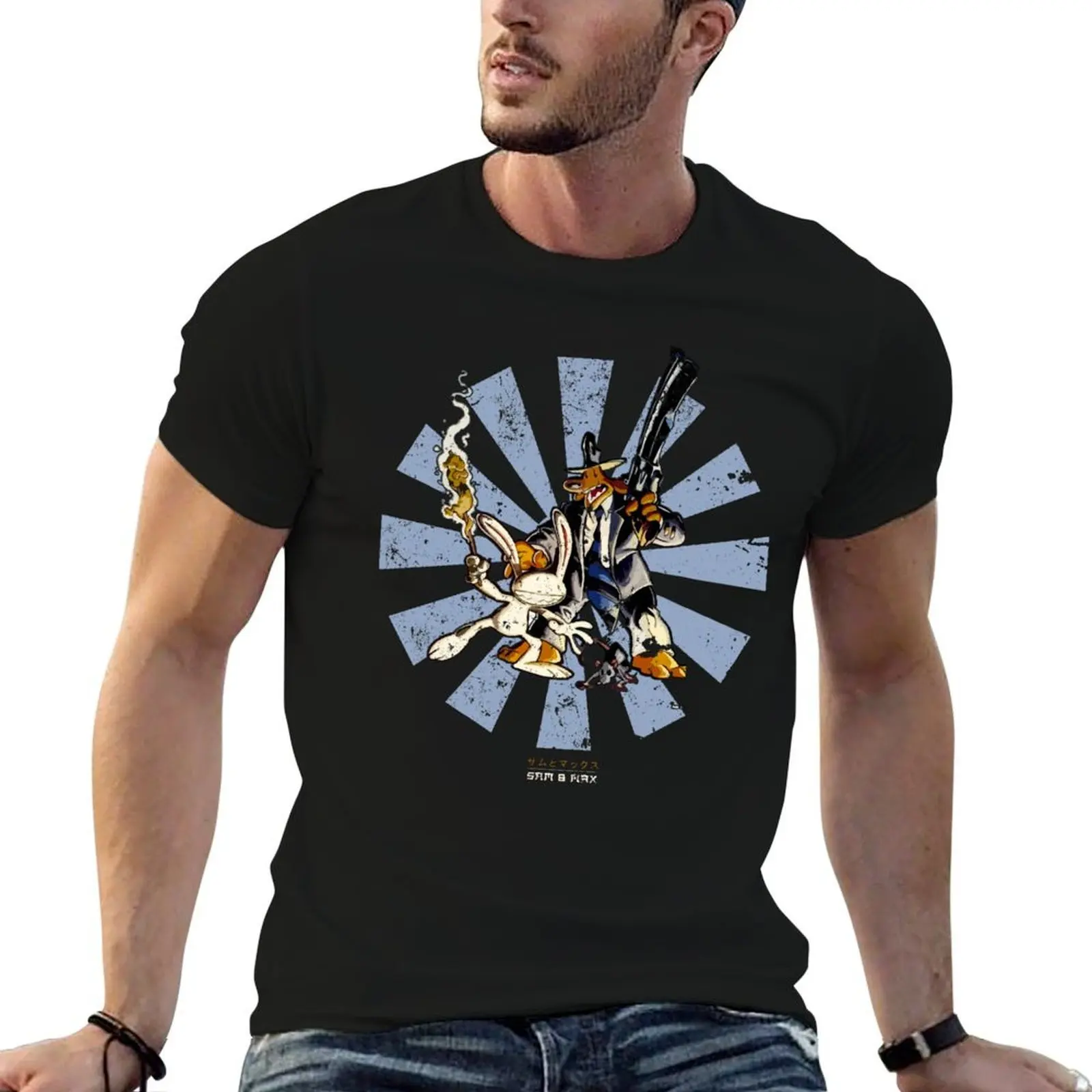 

Sam And Max Retro Japanese T-Shirt funny t shirts dark humor anime tshirt T-Shirt