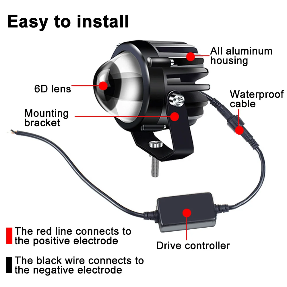 Motorcycle 3000K 6000K 7cm Dual Color Projector Lens Laser Spotlight Fog Lights Led Spot light Moto Fog Lamp