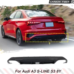 Diffusore del labbro del paraurti posteriore dell'auto per Audi A3 S3 RS3 8Y Sedan 2022 2023 vera fibra di carbonio paraurti posteriore diffusore Spoiler del labbro