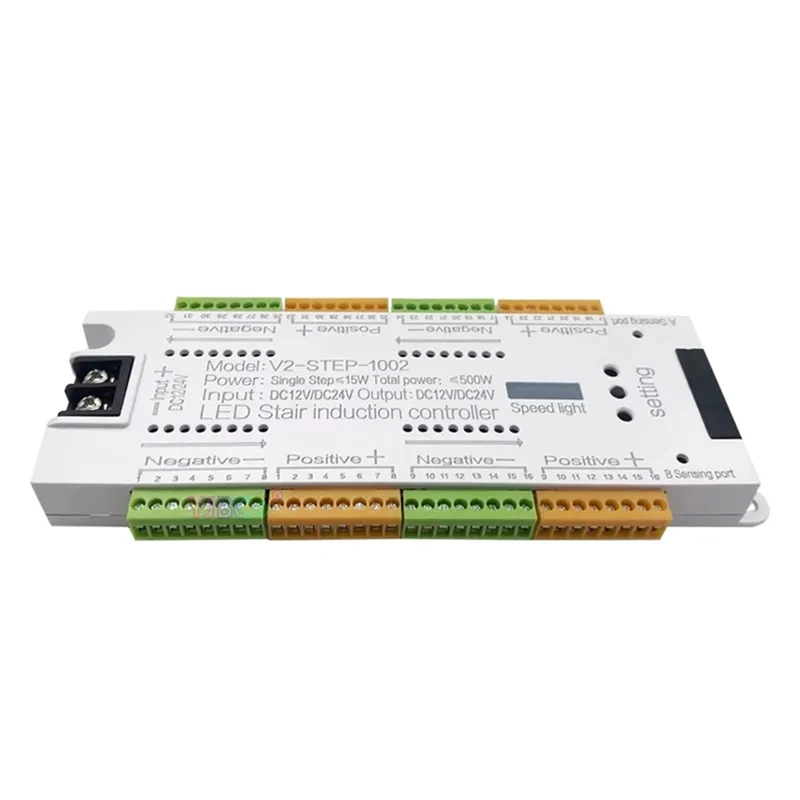 ABAE-PIR sensor controlador de luz da escada cor mágica passo da escada led luz de baixa tensão com 32 canais 12v-24v controlador
