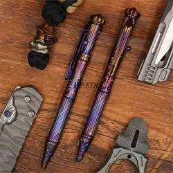G2 Refill Limited Edition Titanium Alloy Tactical Pen Hand Carved Rotary Gyro EDC Multifunctional Self-defense Broken Window Pen