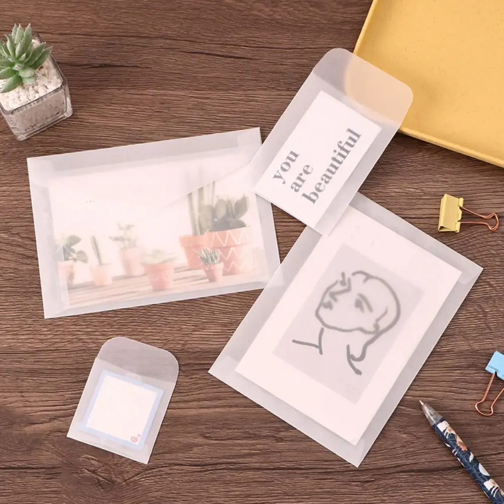 Matte Transparent Envelope Semi Clear Scrub Blessing Thank Envelope Stationery Photo Invitation Card Holder Teachers' Day