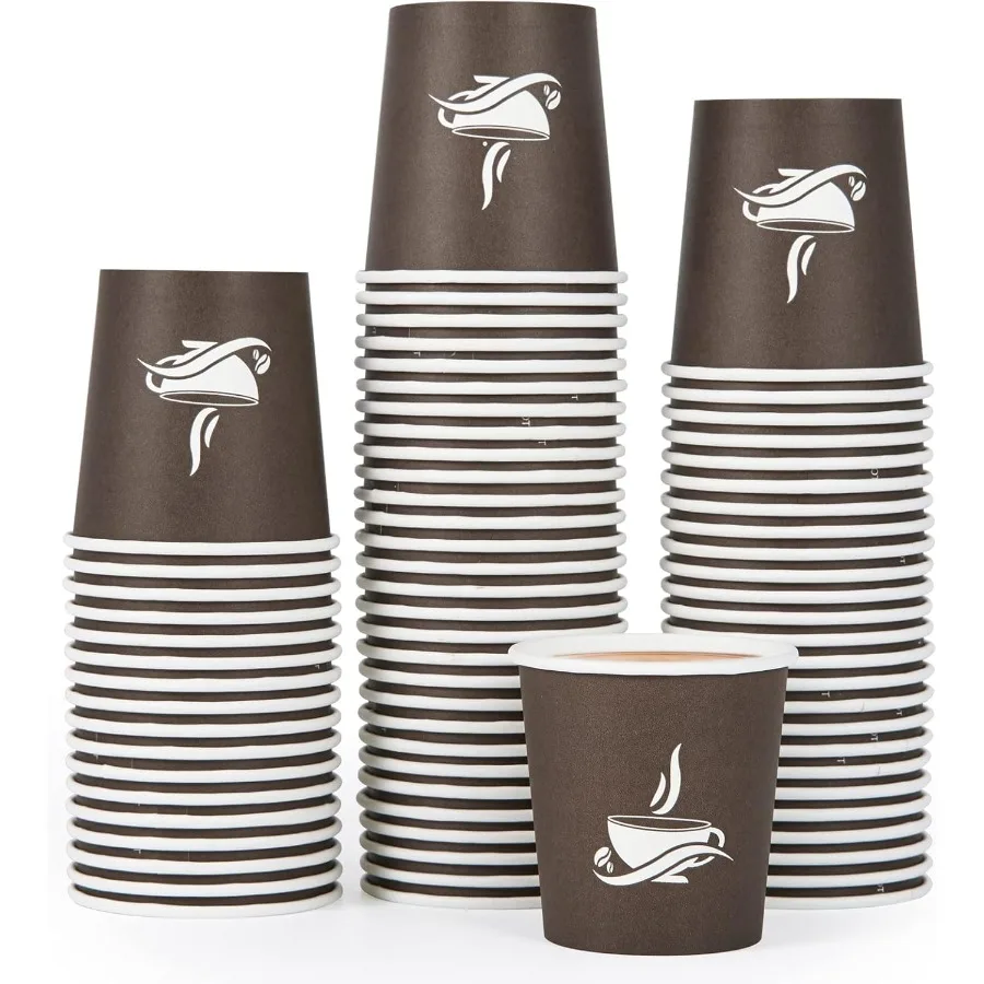 

500 Pack 4 oz Brown Paper Cups for Hot Coffee Ideal for Outdoor Picnics Travel Use Birthday Parties Weddings and Other Events E