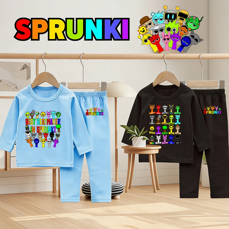

Game Sprunkiy Kids Pajamas Set Cute Anime Print Boys Girl Warm Sleepwear Thermal Underwear Pants Nightwear Home Clothes Trousers
