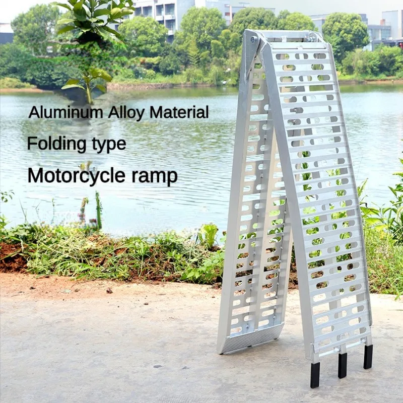 1PC ATV Loading Ramps Aluminum Ladder 750 lbs Capacity Scrambling Pickup Trucks Folding Ramps For Lawn Mower Trailer Motorcycle