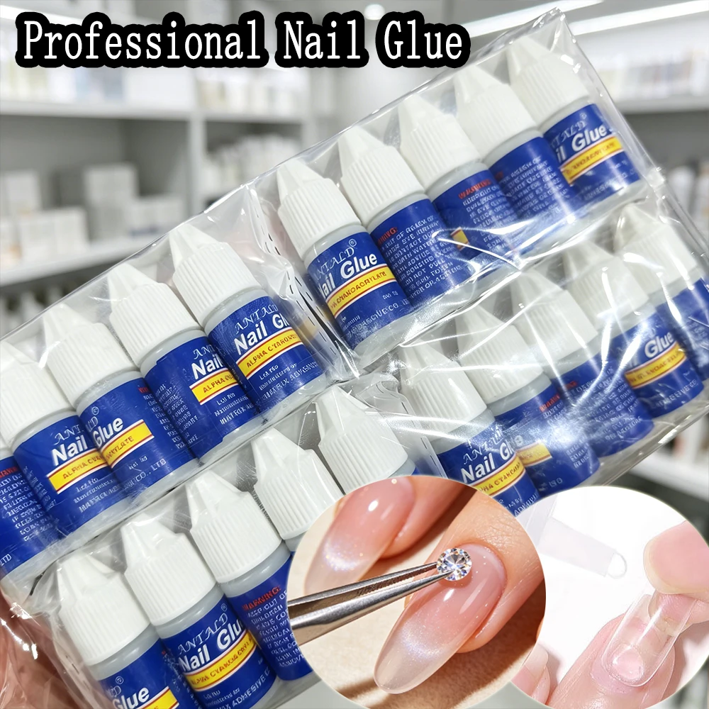 1/5/10 Stück Professioneller Nagelkleber Superstark Langanhaltend Schnelltrocknend Flüssiger Nagelrhinestone-Kleber Falscher Nagelspitzen-Klebstoff