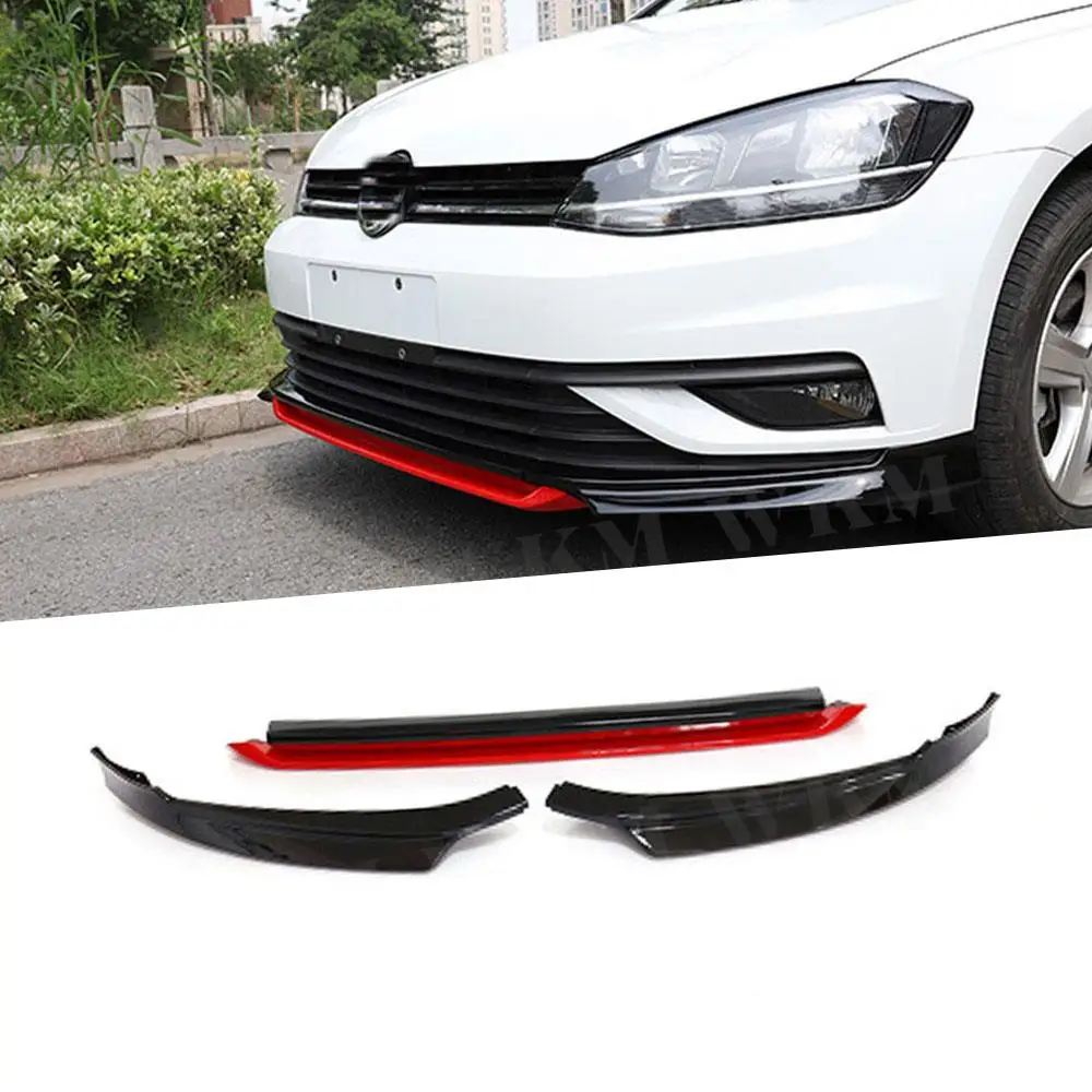 

3PCS/Set Car Front Bumper Lip Spoiler For VW Volkswagen Golf MK7.5 Standard 2018 2019 Not For GTI ABS Head Chin Shovel Protector