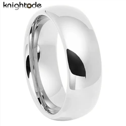 White Gold Color Tungsten Carbide Ring Simple Wedding Band Men Women Engagement Anniversary Gift Dome Polished Comfort Fit