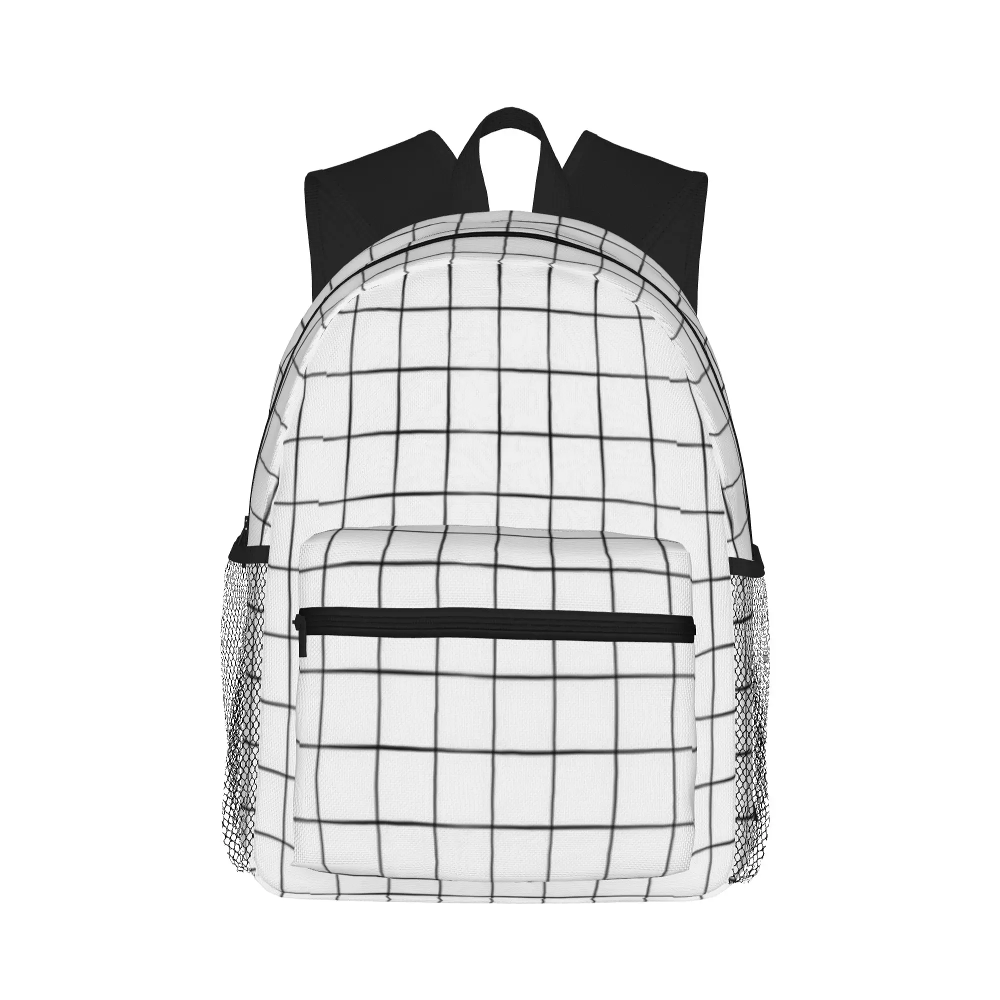 

White Grid Casual Backpack for Students and Adults Bags for women