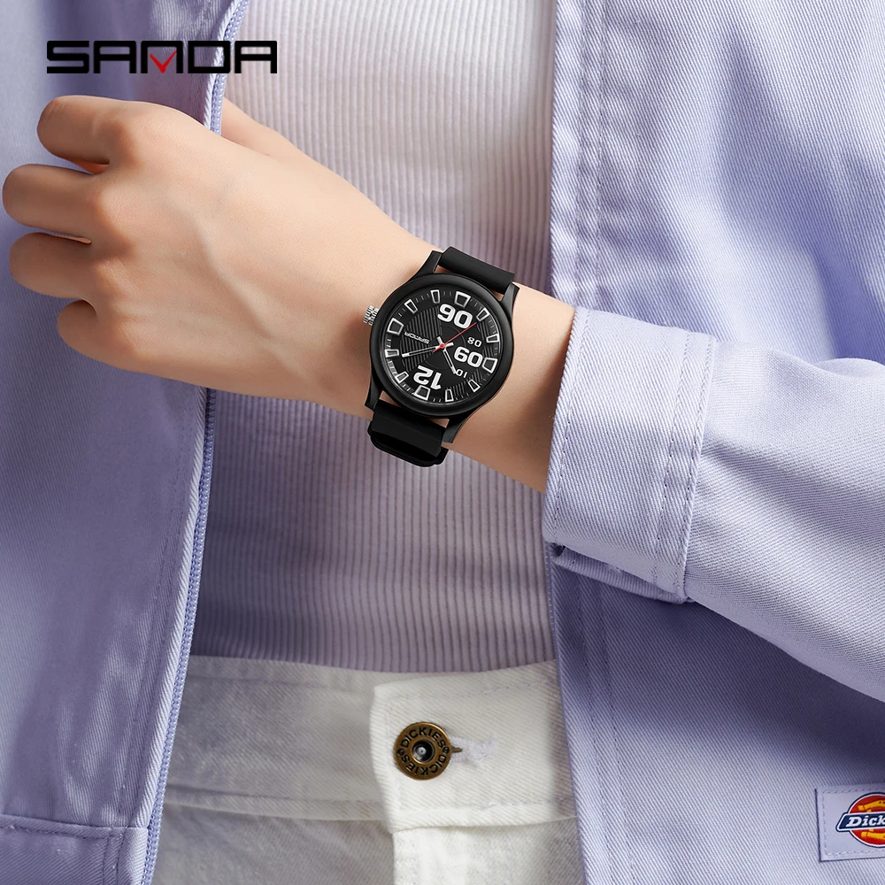 SANDA 3252 Популярные студенческие кварцевые часы Модные и простые светящиеся водонепроницаемые детские кварцевые часы с силиконовой лентой