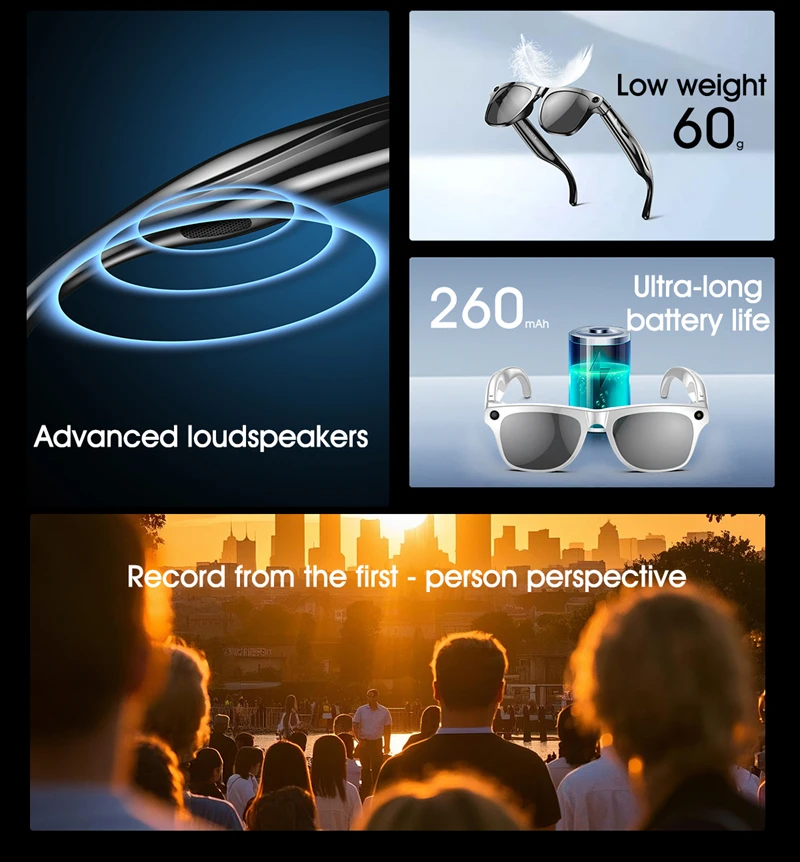 Xiaom 8K HD Smart Glasses Chat GPT 100MP Camera Bluetooth Call 260Mah Battery Voice Assistant Control Smart Glasses for Men